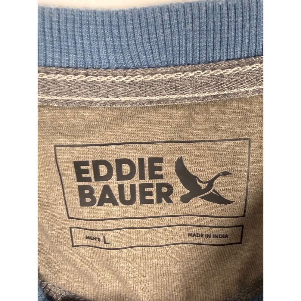 Eddie Bauer Thermal Henley Shirt Mens L Blue Waffle Knit Long Sleeve Gorpcore - Picture 3 of 10